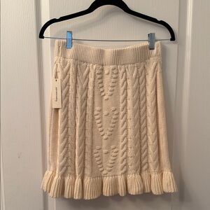 Francesca's Collections Cream Cable Knit Mini Skirt